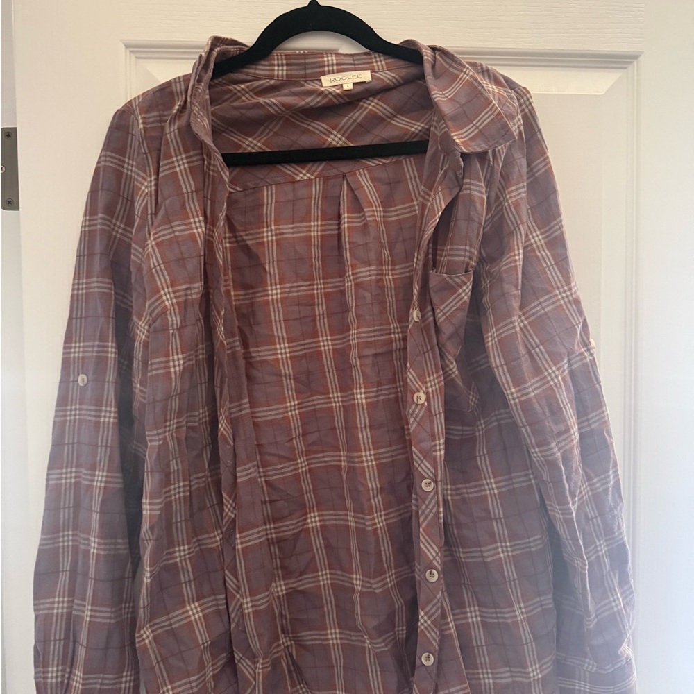 Roolee Purple and White Plaid Shirt